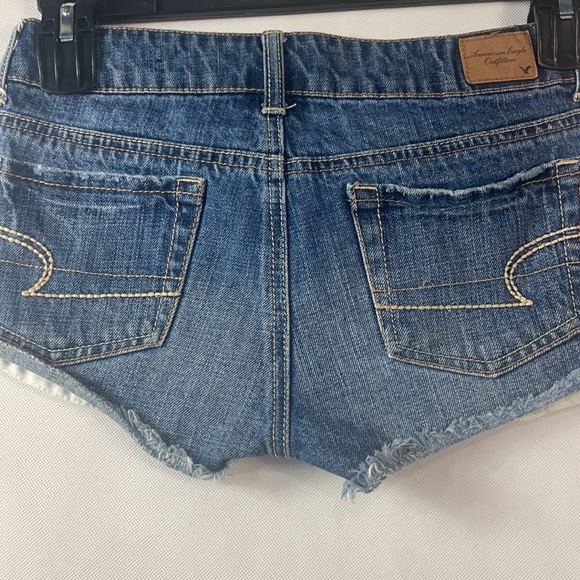 American Eagle Denim Frayed Shorts Lace Pocket - Picture 4 of 5